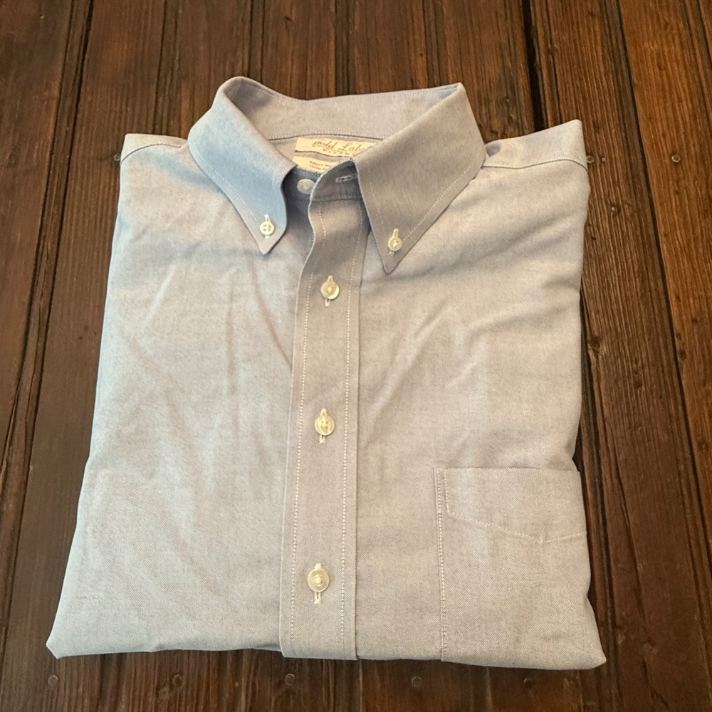 Roundtree & Yorke Gold Label Fitted Non-Iron Oxford Shirt Blue 17 33 Mens - Picture 8 of 8